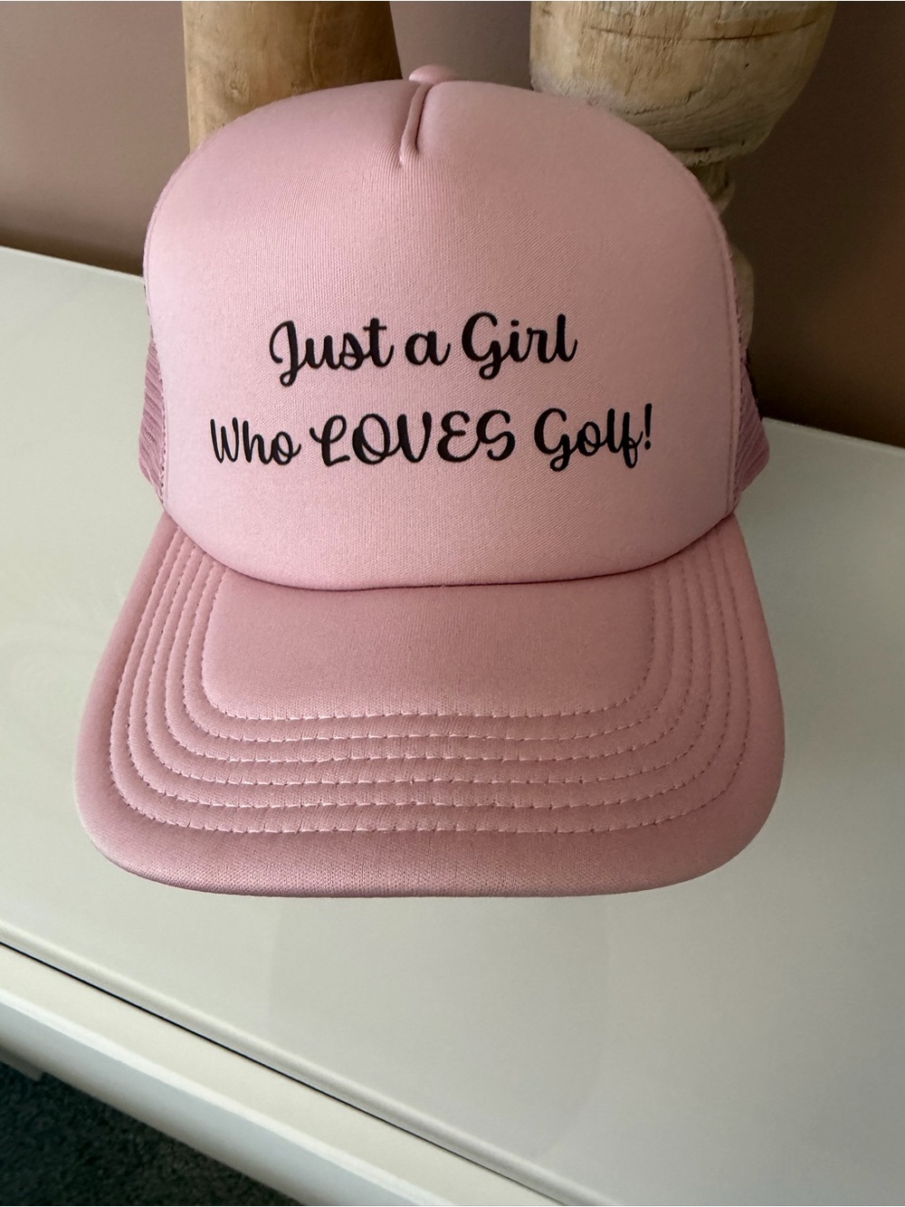 Pink Trucker Hat "Just a Girl Who Loves Golf"